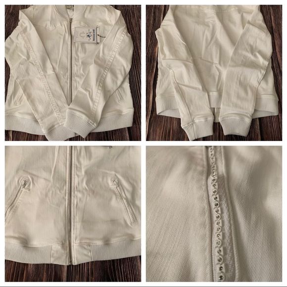 NWT $438 TRUE RELIGION BOMBER JACKET CRYSTAL ZIPPER size XL